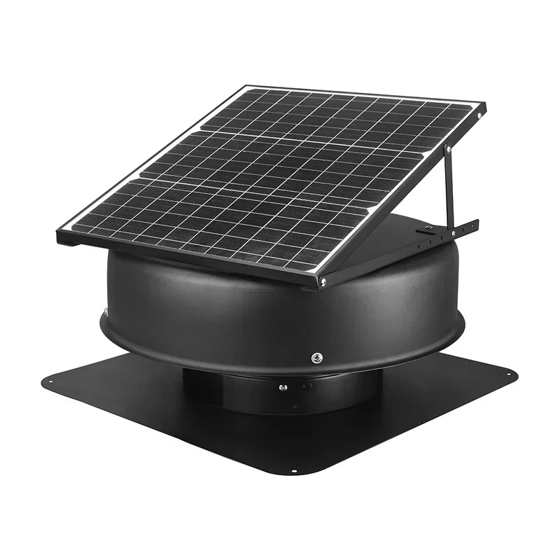 Home Bathroom Vent Fans - แผงพัดลมระบายอากาศหลังคาห้องใต้หลังคาพลังงานแสงอาทิตย์ สีดำ 25 วัตต์ มอเตอร์ไร้แปรงถ่าน สำหรับห้องครัว