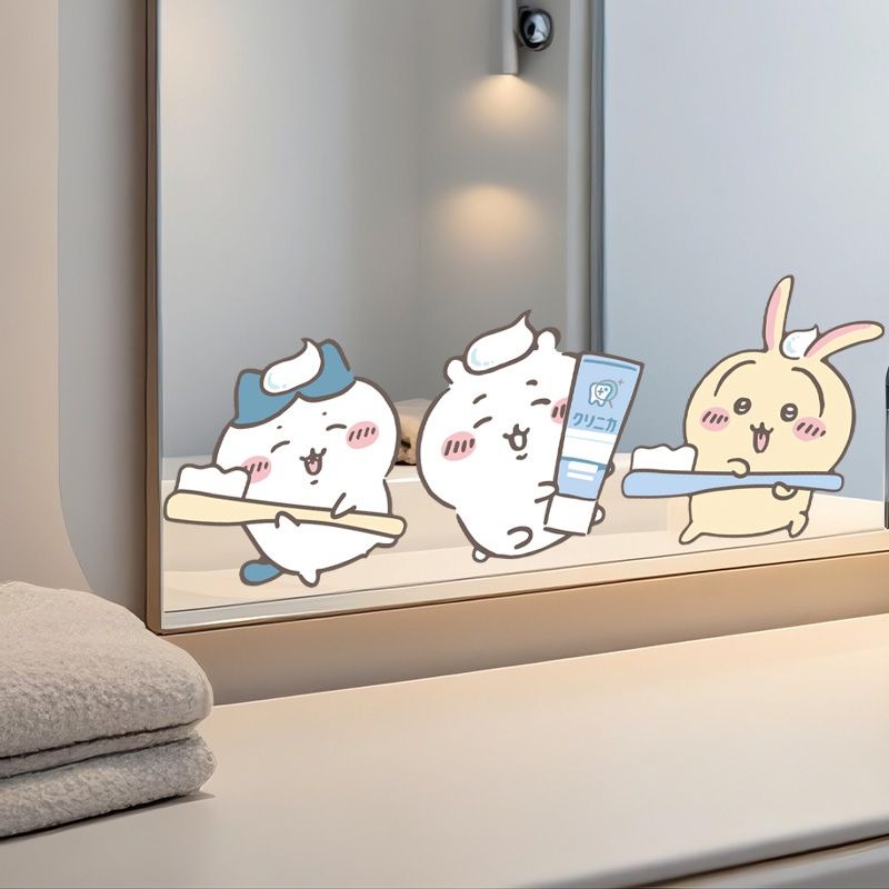 Home Goods Bathroom Accessories - สติกเกอร์กระจกชิคาวะแบบร้อน ติดแน่น ลายคมชัด กันน้ำ ลอกออกได้ ตกแต่งกระจกห้องน้ำ