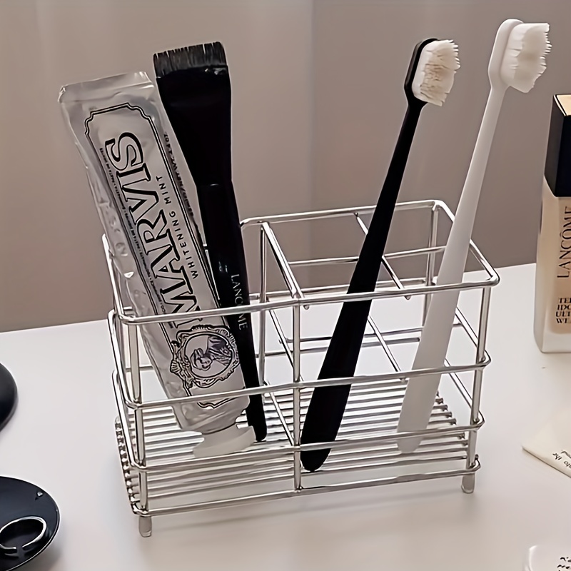 Zara Home Bathroom Accessories - ที่วางแปรงสีฟันสแตนเลส 5 ช่อง - ดีไซน์ประหยัดพื้นที่แบบตั้งพื้น ไม่ต้องติดตั้ง