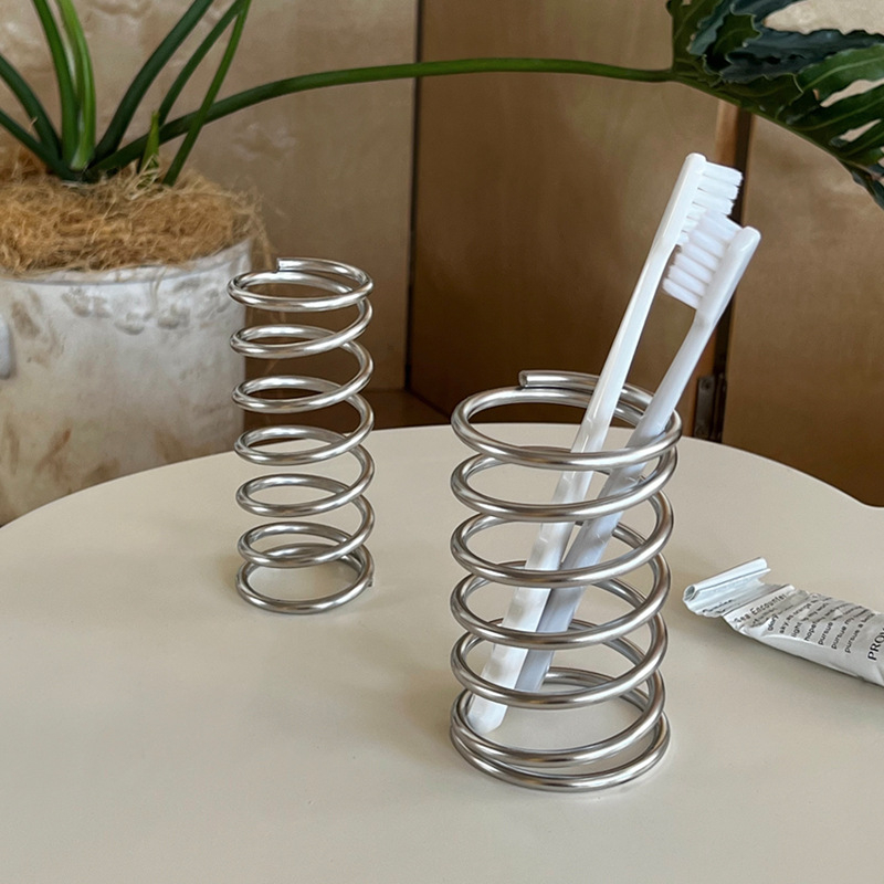 Zara Home Bathroom Accessories - ที่วางแปรงสีฟันสแตนเลสโลหะอุปกรณ์ห้องน้ำเครื่องมือสำหรับยาสีฟันแปรงแต่งหน้าชั้นเก็บของตกแต่งบ้าน 2026