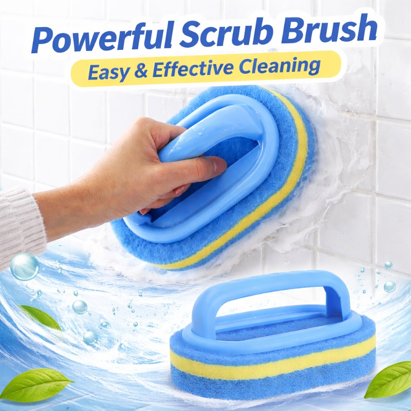 Home Goods Bathroom Accessories - แปรงทำความสะอาดในครัวเรือนพร้อมด้ามจับ ฟองน้ำขัดหนาสำหรับล้างจาน ห้องน้ำ อ่างอาบน้ำ อุปกรณ์ทำความสะอาดที่ทนทานสำหรับบ้าน