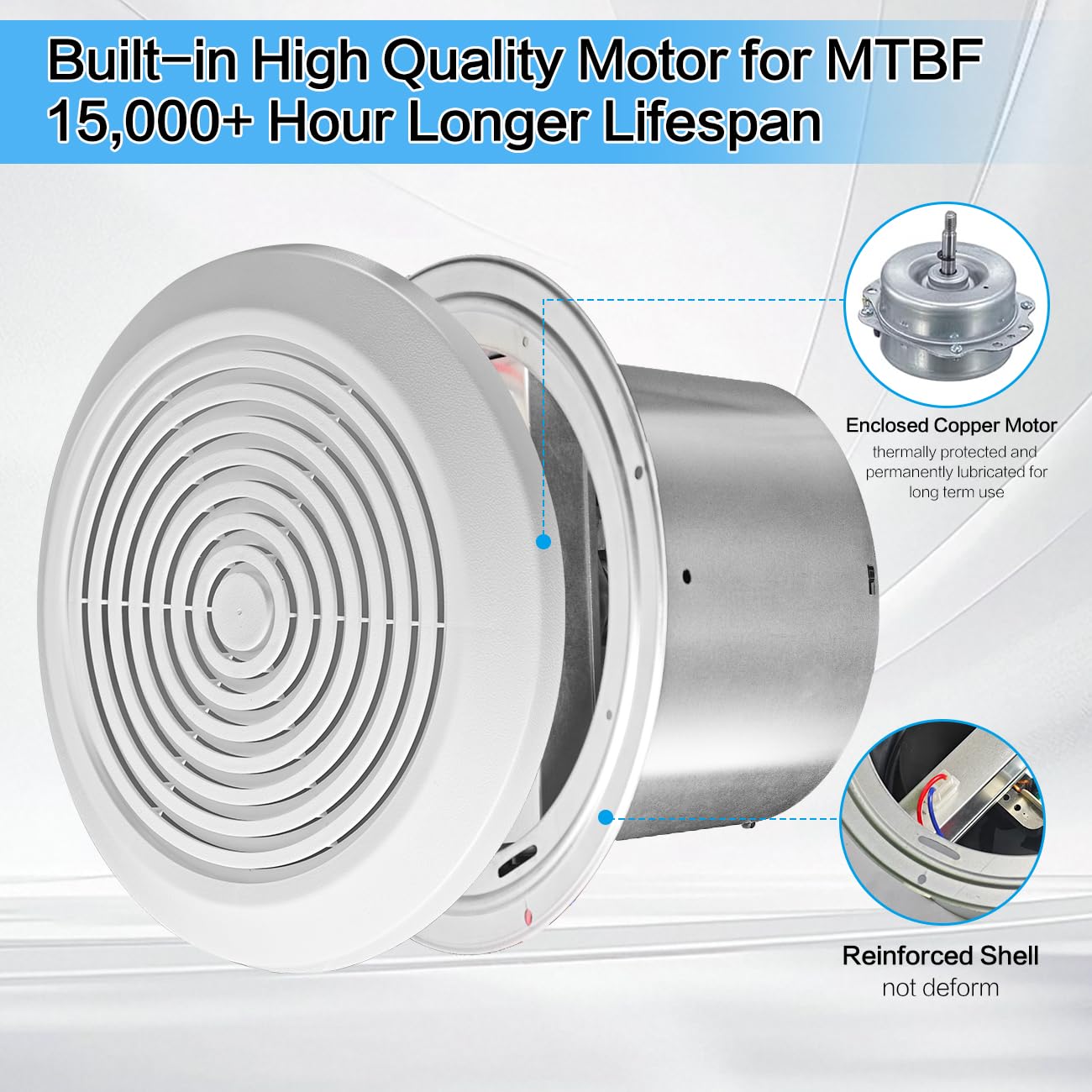 Home Bathroom Vent Fans - V2262-50 พัดลมดูดอากาศในห้องน้ำขนาด 7 นิ้ว 50 CFM