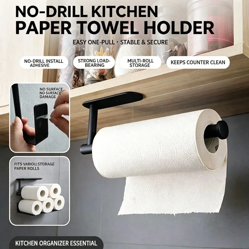 Toilet Paper Holder - ที่แขวนม้วนกระดาษ ที่แขวนผ้าเช็ดตัว ชั้นวางของในห้องน้ำ ที่เก็บของในห้องน้ำ ชั้นวางของในห้องครัว อุปกรณ์แขวนกระดาษทิชชู