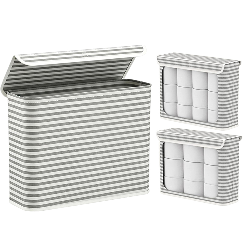 Toilet Paper Holder - ที่เก็บกระดาษชำระ 1 ชิ้น ตะกร้าใส่กระดาษชำระแบบพับได้พร้อมฝาปิดสำหรับผ้าเช็ดตัวและอุปกรณ์อาบน้ำ ที่เก็บของในครัวเรือน TMZ