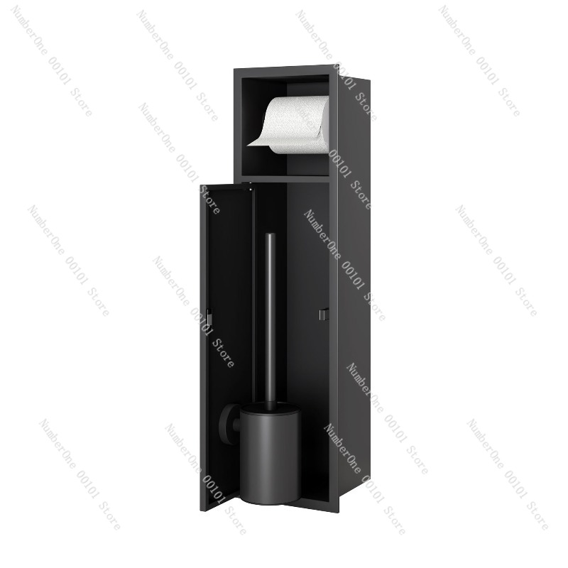 Toilet Paper Holder - ที่ใส่แปรงขัดห้องน้ำแบบฝังผนังพร้อมกล่องกระดาษทิชชู่แบบซ่อน ผลิตจากสแตนเลสเกรดพรีเมียม 304 ติดผนัง
