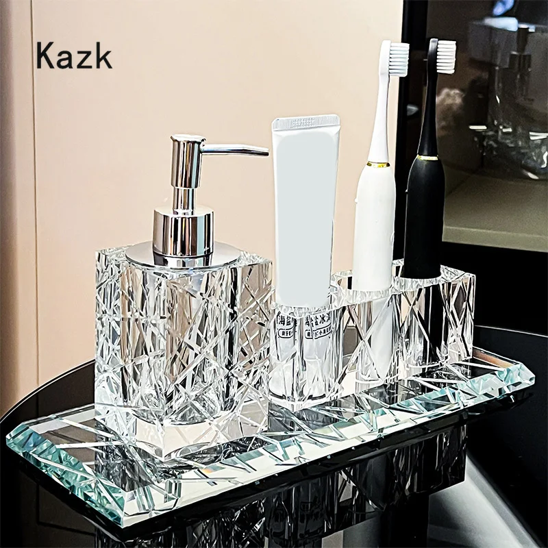 Zara Home Bathroom - อุปกรณ์เสริมในห้องน้ำคริสตัลขั้นสูงน้ำหนักเบากล่องสำลีก้านในวางของในห้องน้ำที่ยึดแปรงสีฟันในโรงแรม