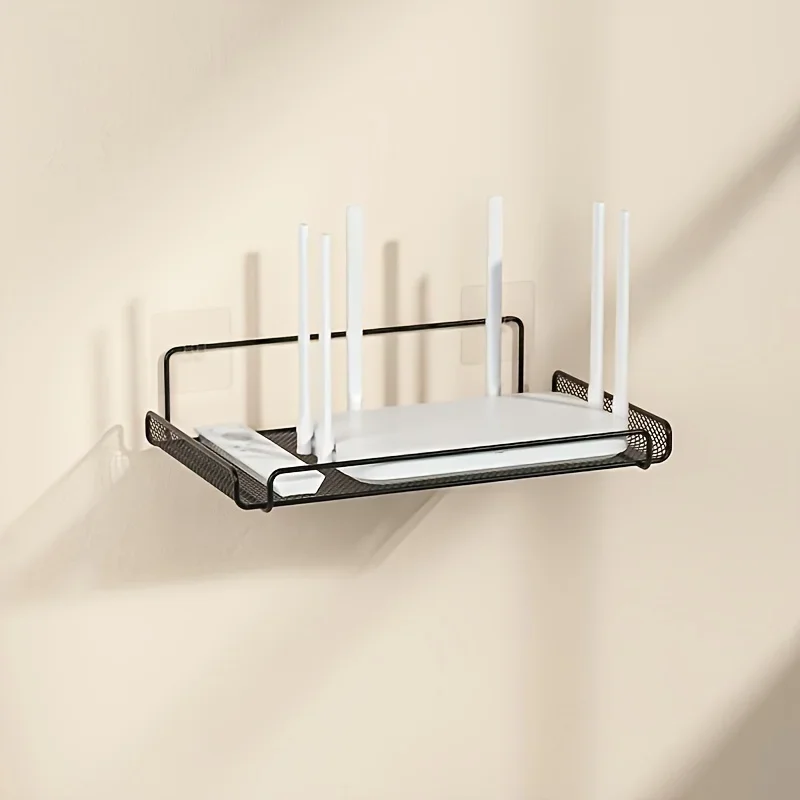 Home Bathroom Essentials - ชั้นวางเราเตอร์สแตนเลสแบบไม่ต้องเจาะ ติดผนังสำหรับจัดเก็บเราเตอร์ WiFi อุปกรณ์ตกแต่งบ้าน ห้องน้ำ ห้องครัว