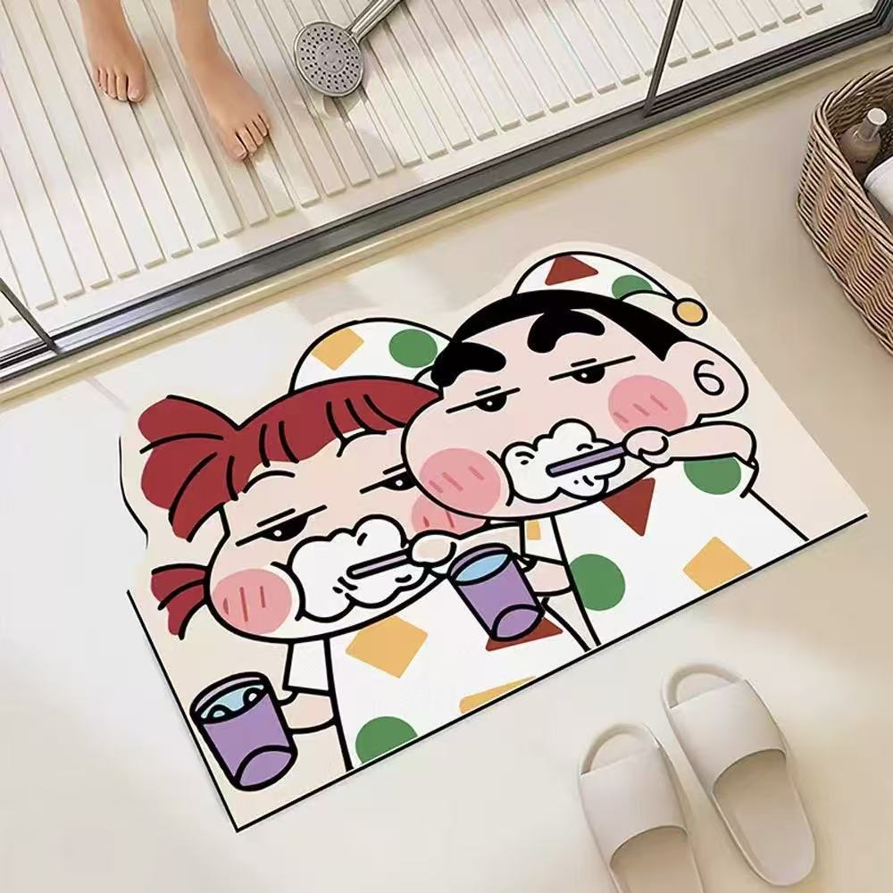 Japan Bathroom.Home - แผ่นรองพื้นดูดซับน้ำสำหรับห้องอาบน้ำ แห้งเร็ว ทันสมัย เหมาะเป็นของขวัญตกแต่งบ้าน ลวดลายการ์ตูนอนิเมะสวยงาม นุ่มสบาย