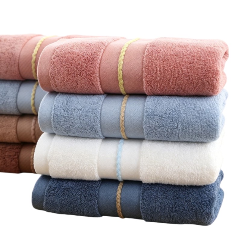 Zara Home Bathroom Accessories - ชุดผ้าขนหนูห้องน้ำจากไม้ไผ่ - ผ้าขนหนูปักลายเนื้อนุ่ม 34x74 ซม./70x140 ซม.