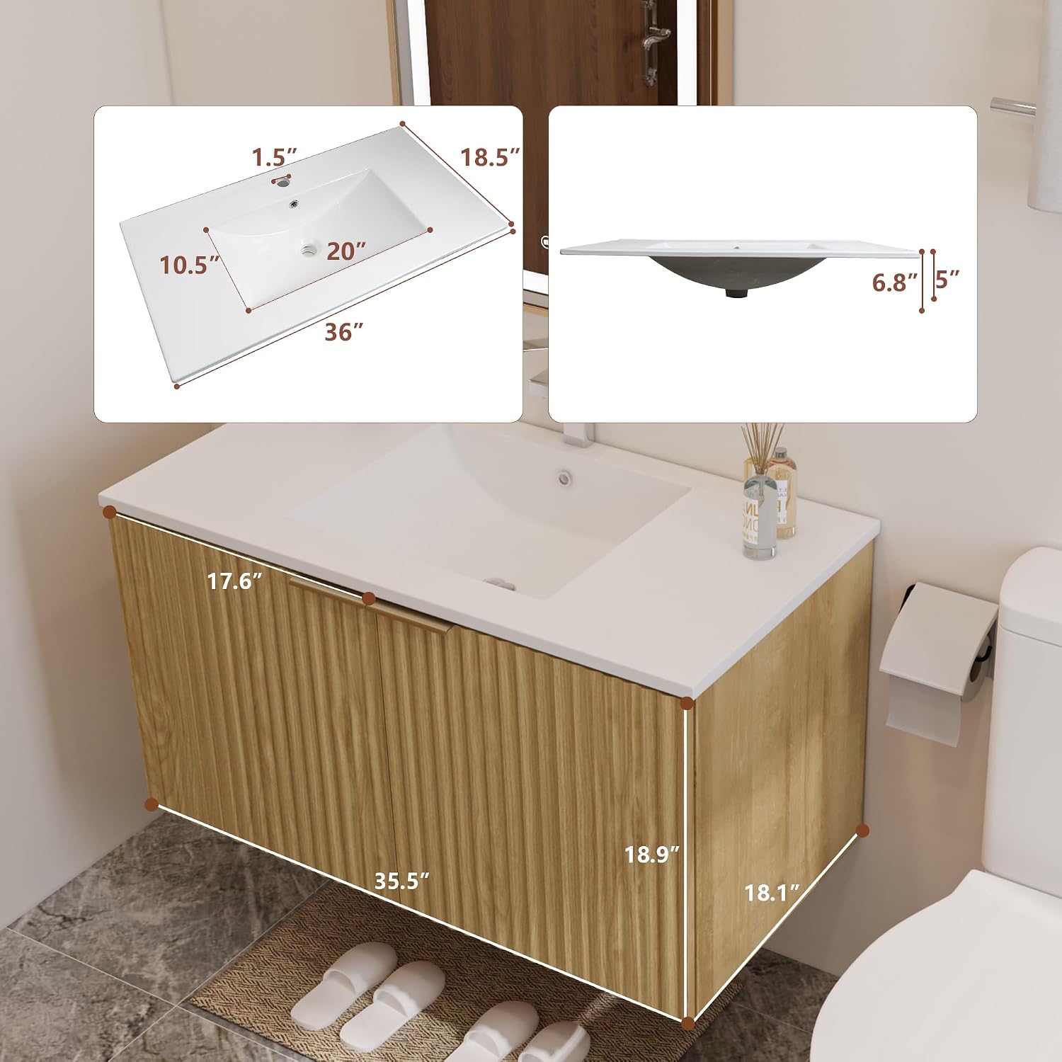 ตู้ห้องน้ำแบบลอยตัวทันสมัยพร้อ - Home And Bathroom บทวิจารณ์และราคา
