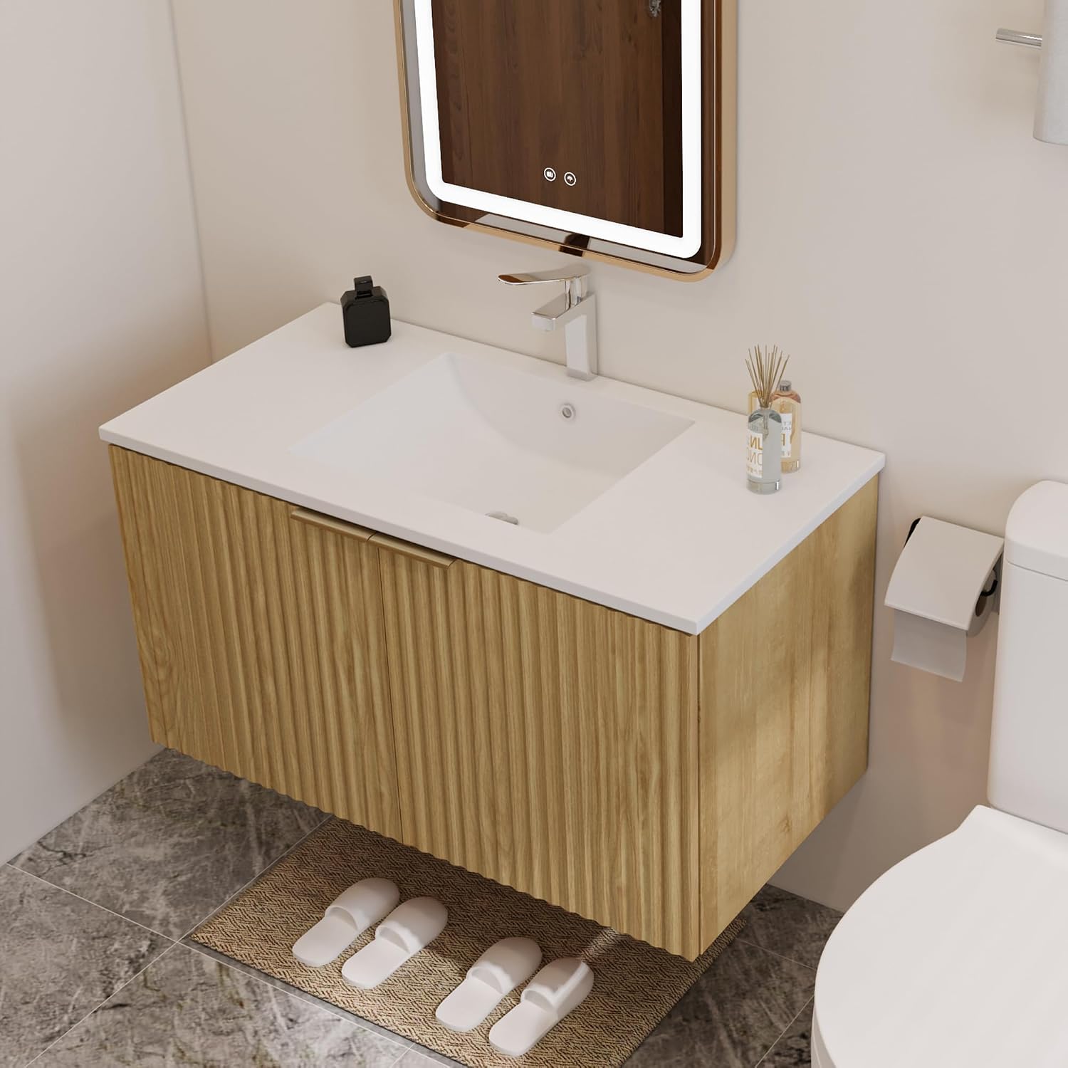 ตู้ห้องน้ำแบบลอยตัวทันสมัยพร้อ - Home And Bathroom บทวิจารณ์และราคา