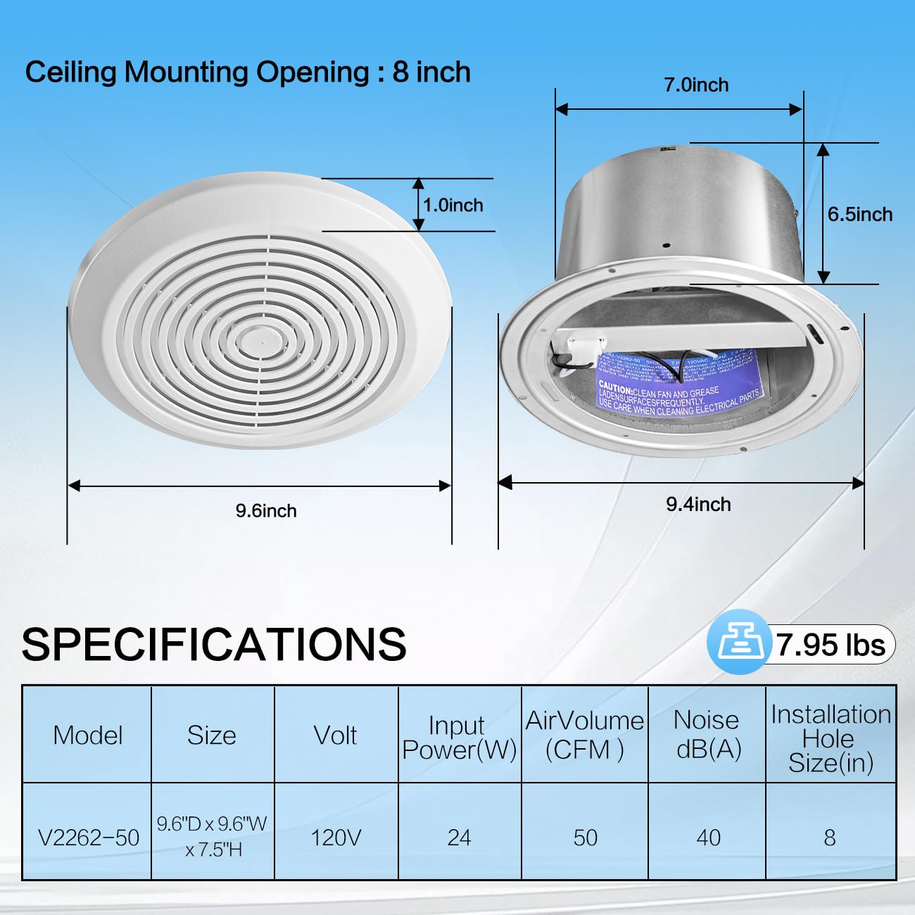 V2262-50 พัดลมดูดอากาศในห้องน้ - Home Bathroom Vent Fans บทวิจารณ์และราคา