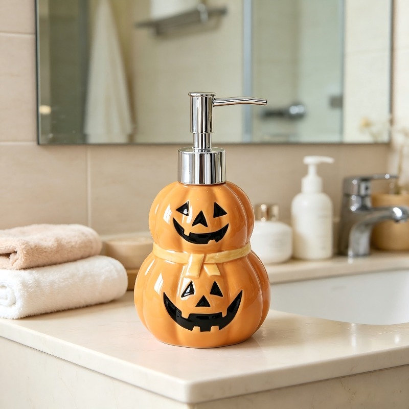 ขวดเซรามิกทรงฟักทองผีฮาโลวีนขน - Home Bathroom Soap Dispenser บทวิจารณ์และราคา